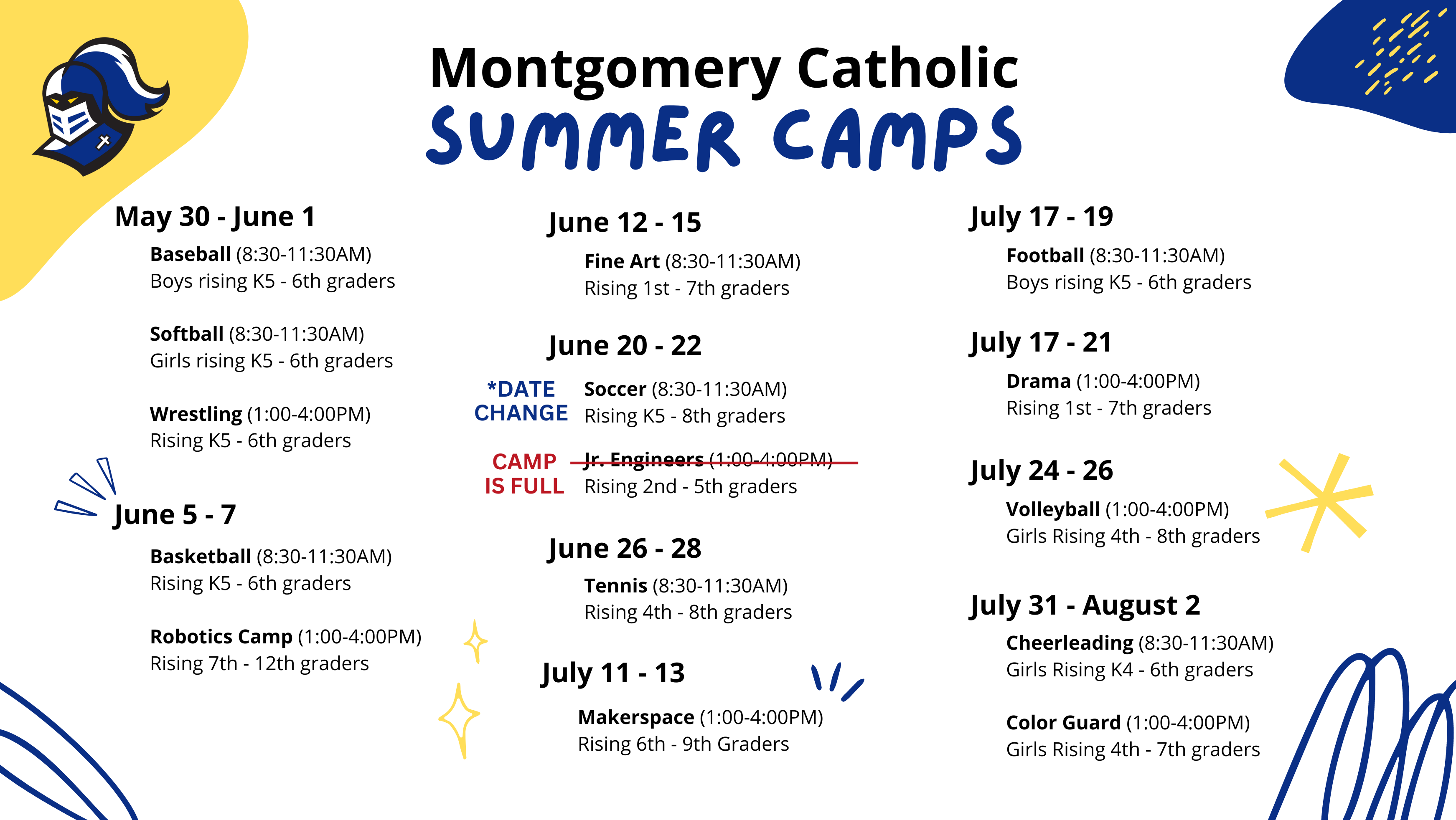 2023 Summer Camps Montgomery Catholic